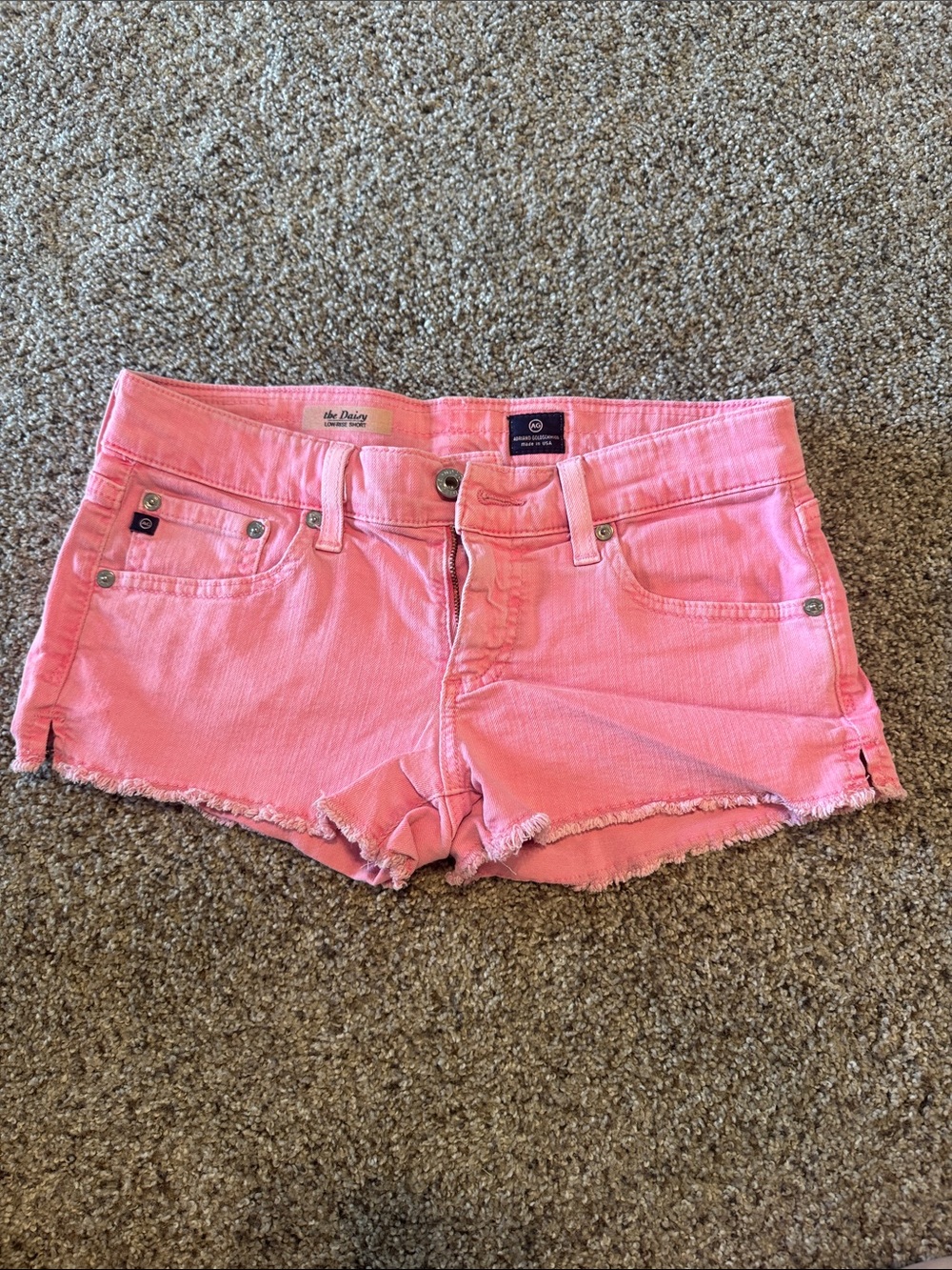 AG Adriano Goldschmied Pink Denim Cutoff Shorts
